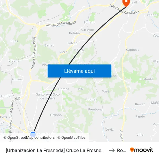 [Urbanización La Fresneda]  Cruce La Fresneda [Cta 02348] to Roces map