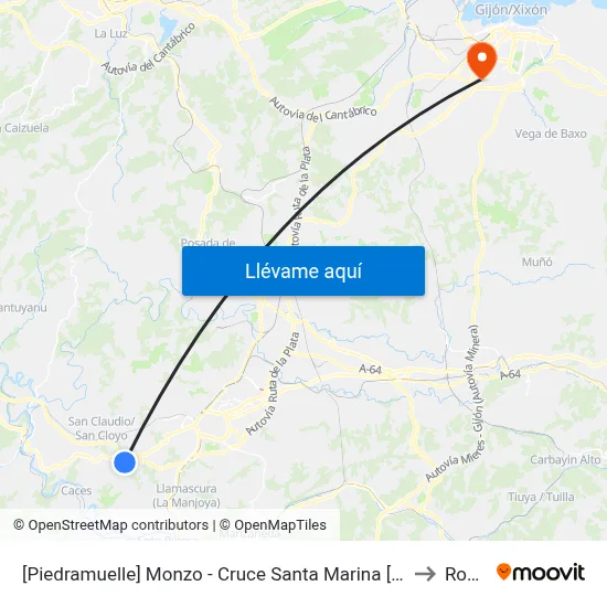 [Piedramuelle]  Monzo - Cruce Santa Marina [Cta 02596] to Roces map