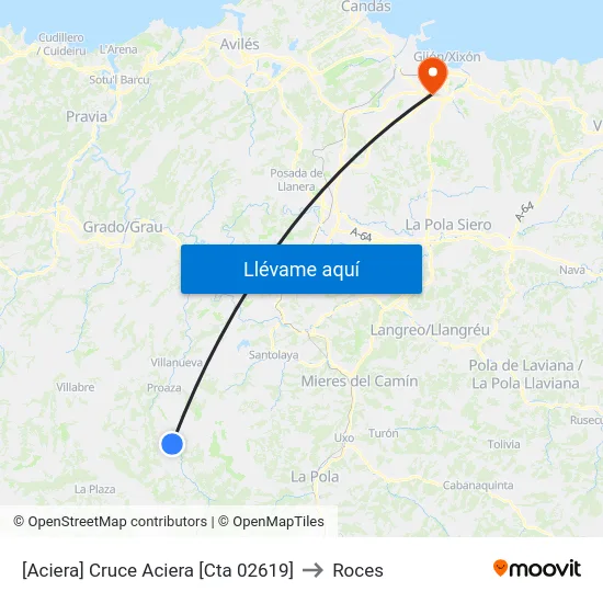 [Aciera]  Cruce Aciera [Cta 02619] to Roces map