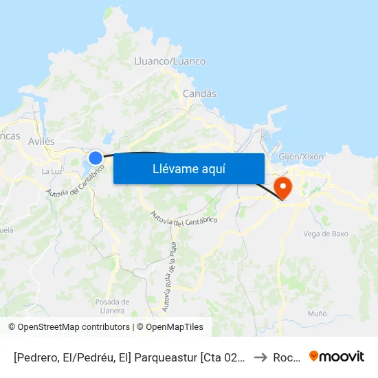 [Pedrero, El/Pedréu, El]  Parqueastur [Cta 02845] to Roces map