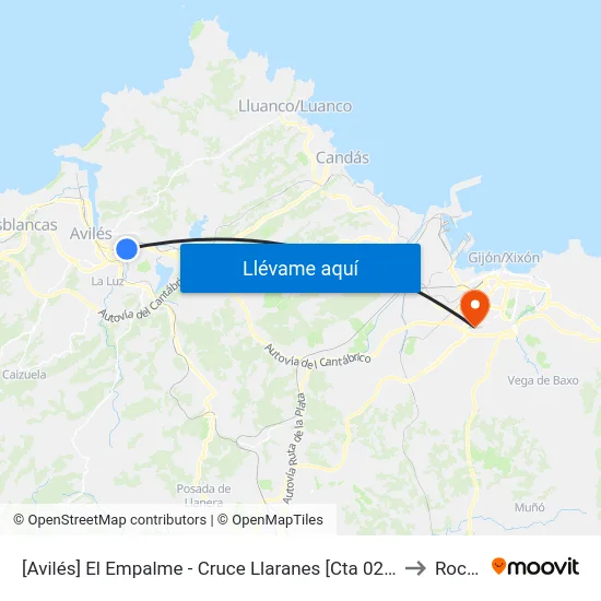 [Avilés]  El Empalme - Cruce Llaranes [Cta 02870] to Roces map