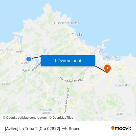 [Avilés]  La Toba 2 [Cta 02872] to Roces map