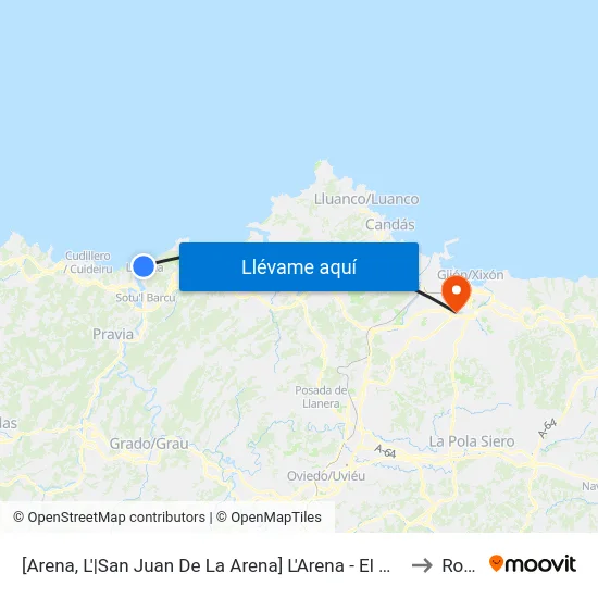 [Arena, L'|San Juan De La Arena]  L'Arena - El Muro [Cta 02923] to Roces map