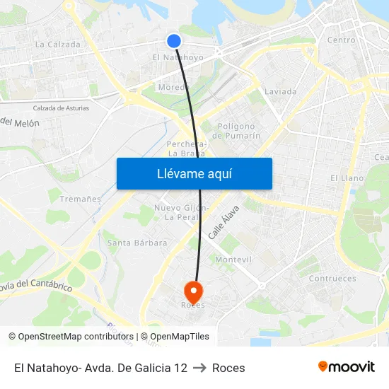 El Natahoyo- Avda. De Galicia 12 to Roces map