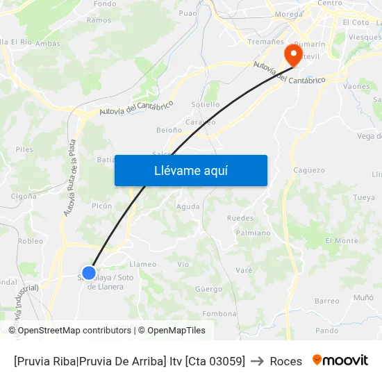 [Pruvia Riba|Pruvia De Arriba]  Itv [Cta 03059] to Roces map