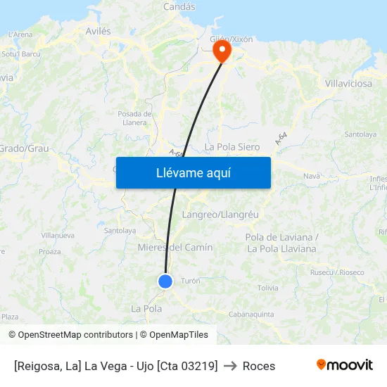 [Reigosa, La]  La Vega - Ujo [Cta 03219] to Roces map