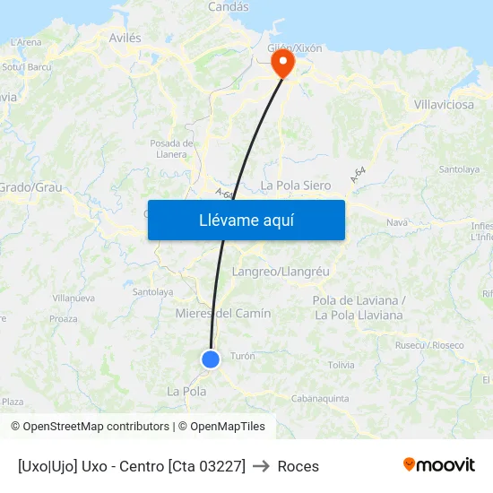[Uxo|Ujo]  Uxo - Centro [Cta 03227] to Roces map
