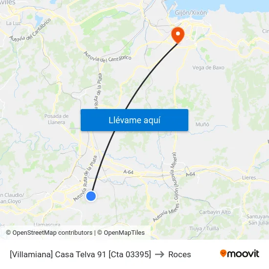 [Villamiana]  Casa Telva 91 [Cta 03395] to Roces map