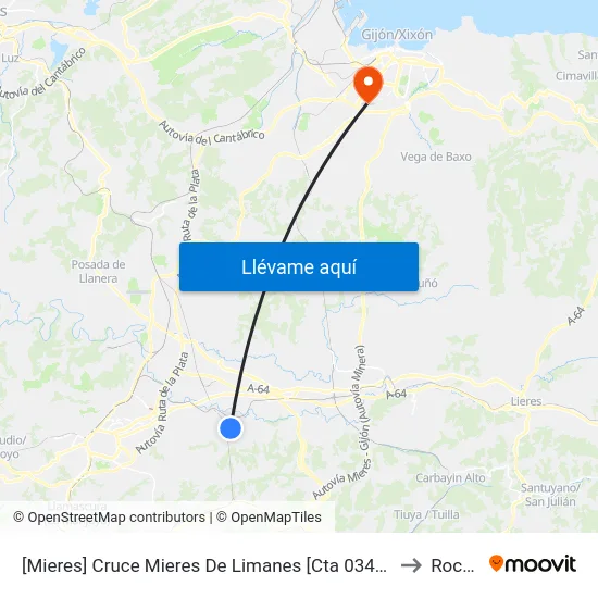 [Mieres]  Cruce Mieres De Limanes [Cta 03423] to Roces map
