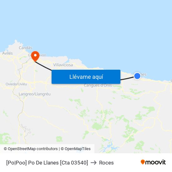 [Po|Poo]  Po De Llanes [Cta 03540] to Roces map