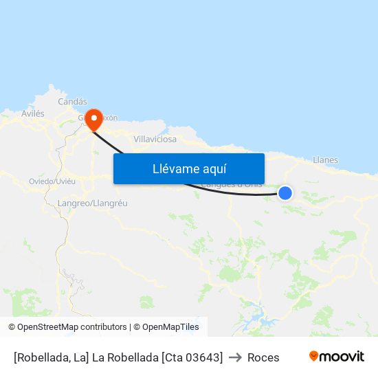 [Robellada, La]  La Robellada [Cta 03643] to Roces map