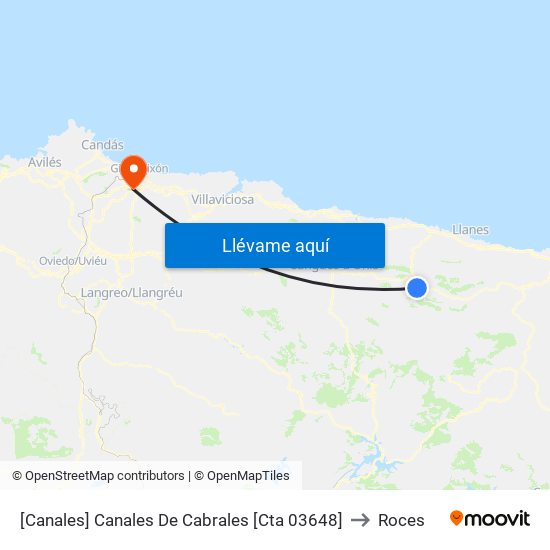 [Canales]  Canales De Cabrales [Cta 03648] to Roces map