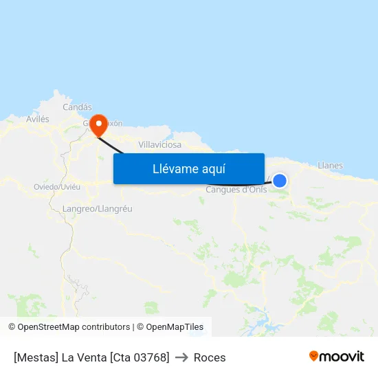 [Mestas]  La Venta [Cta 03768] to Roces map