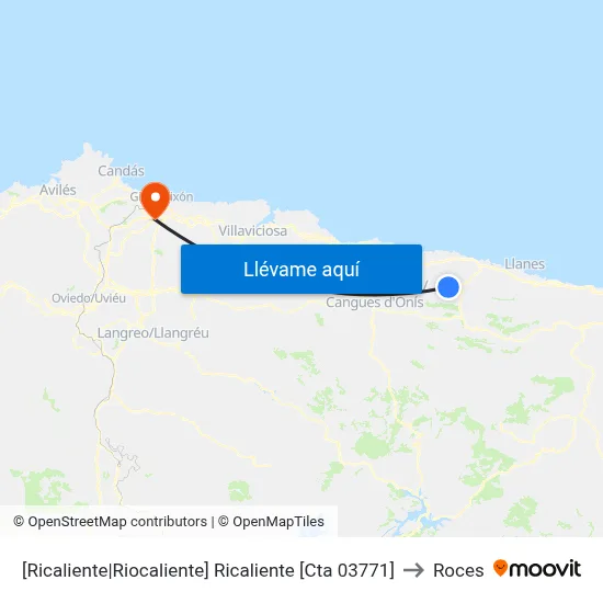 [Ricaliente|Riocaliente]  Ricaliente [Cta 03771] to Roces map