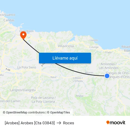 [Arobes]  Arobes [Cta 03843] to Roces map
