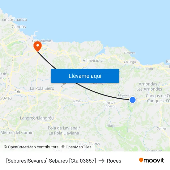 [Sebares|Sevares]  Sebares [Cta 03857] to Roces map