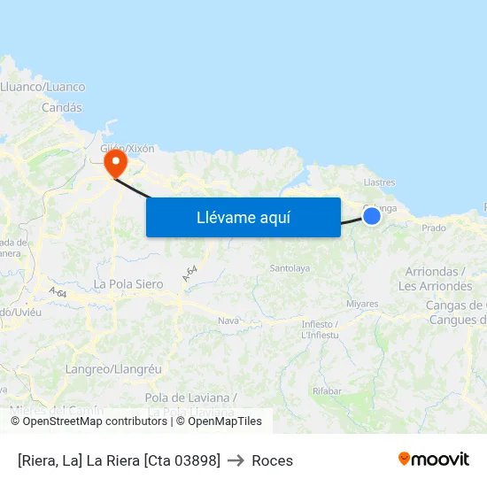 [Riera, La]  La Riera [Cta 03898] to Roces map