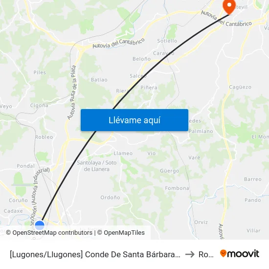 [Lugones/Llugones]  Conde De Santa Bárbara 59 [Cta 04129] to Roces map