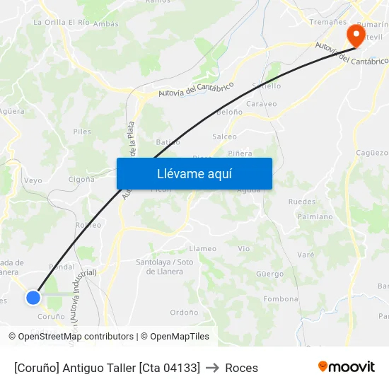 [Coruño]  Antiguo Taller [Cta 04133] to Roces map