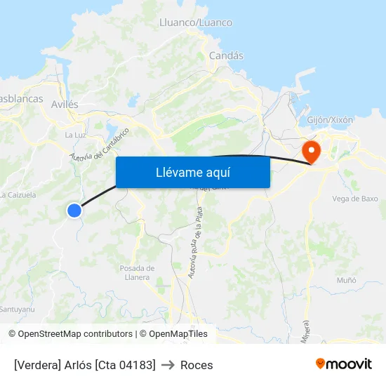 [Verdera]  Arlós [Cta 04183] to Roces map
