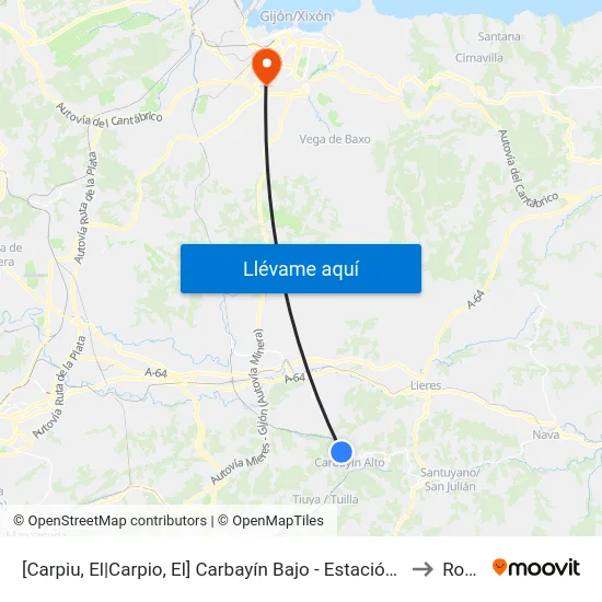 [Carpiu, El|Carpio, El]  Carbayín Bajo - Estación [Cta 04296] to Roces map