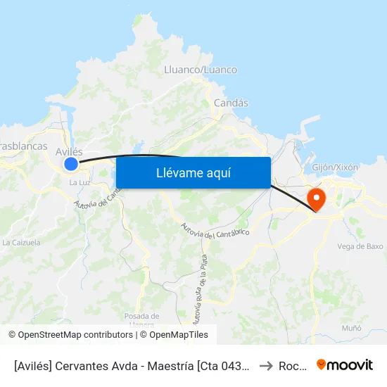 [Avilés]  Cervantes Avda - Maestría [Cta 04334] to Roces map