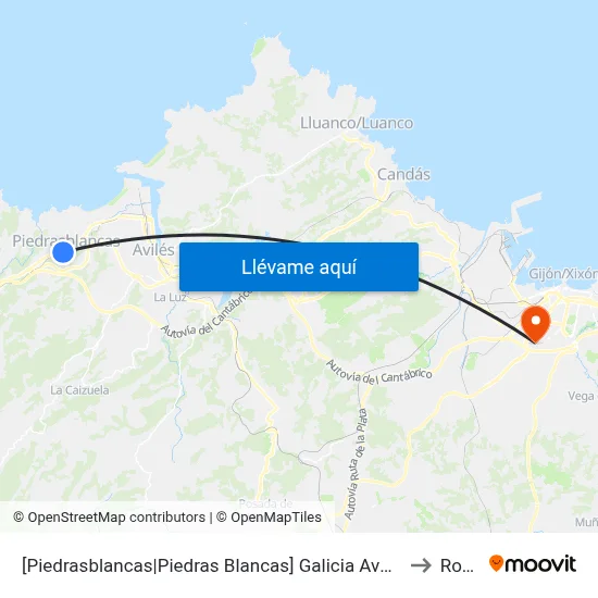 [Piedrasblancas|Piedras Blancas]  Galicia Avda [Cta 04354] to Roces map