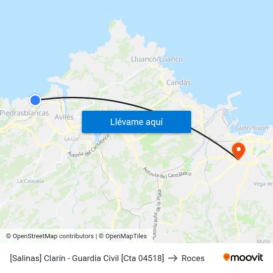 [Salinas]  Clarín - Guardia Civil [Cta 04518] to Roces map