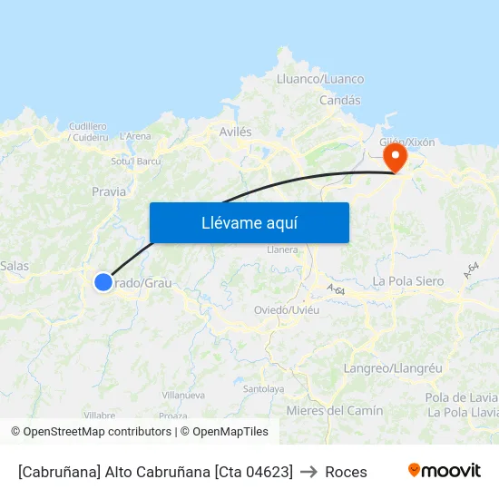 [Cabruñana]  Alto Cabruñana [Cta 04623] to Roces map