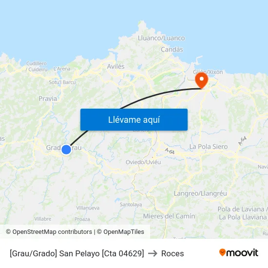 [Grau/Grado]  San Pelayo [Cta 04629] to Roces map