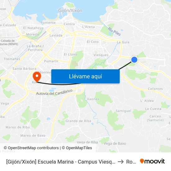 [Gijón/Xixón]  Escuela Marina - Campus Viesques [Cta 05065] to Roces map