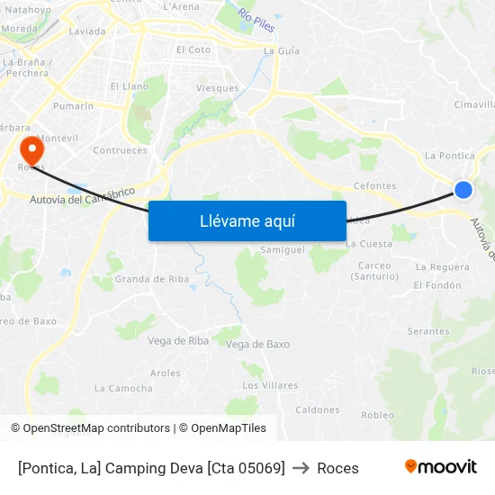 [Pontica, La]  Camping Deva [Cta 05069] to Roces map