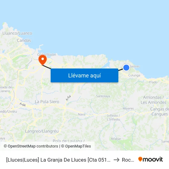 [Lluces|Luces]  La Granja De Lluces [Cta 05192] to Roces map