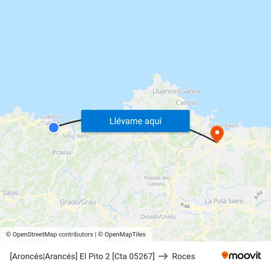 [Aroncés|Arancés]  El Pito 2 [Cta 05267] to Roces map