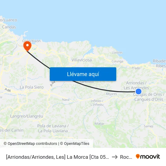 [Arriondas/Arriondes, Les]  La Morca [Cta 05426] to Roces map