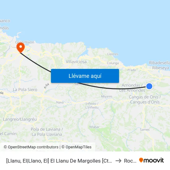 [Llanu, El|Llano, El]  El Llanu De Margolles [Cta 05452] to Roces map