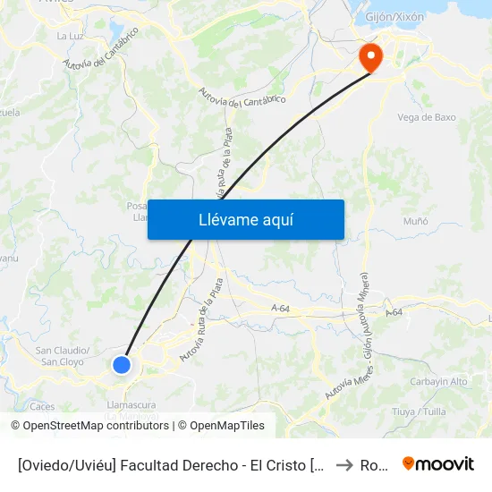 [Oviedo/Uviéu]  Facultad Derecho - El Cristo [Cta 05471] to Roces map