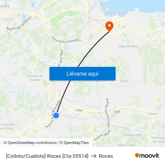 [Colloto/Cualloto]  Roces [Cta 05514] to Roces map