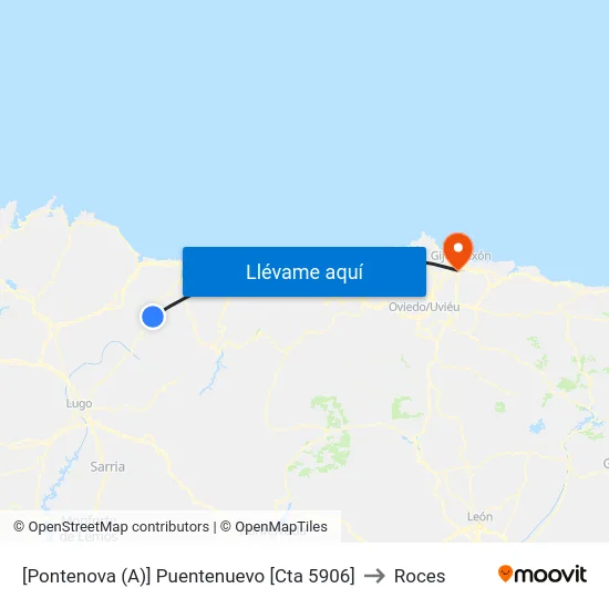 [Pontenova (A)]  Puentenuevo [Cta 5906] to Roces map