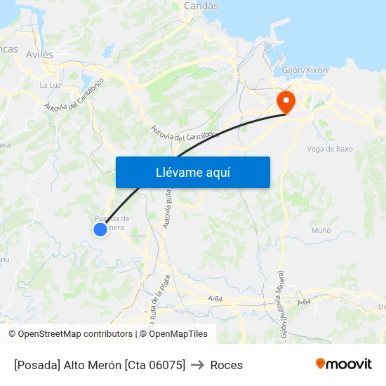 [Posada]  Alto Merón [Cta 06075] to Roces map