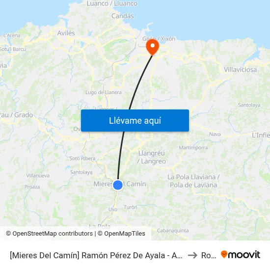 [Mieres Del Camín]  Ramón Pérez De Ayala - Ambulatorio [Cta 06244] to Roces map