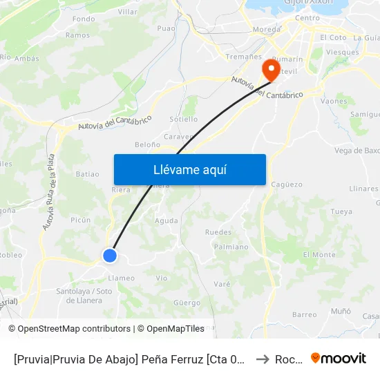 [Pruvia|Pruvia De Abajo]  Peña Ferruz [Cta 06389] to Roces map