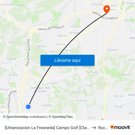 [Urbanización La Fresneda]  Campo Golf [Cta 06464] to Roces map
