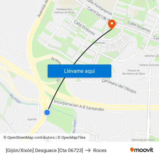 [Gijón/Xixón]  Desguace [Cta 06723] to Roces map