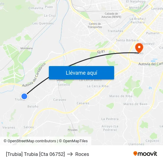 [Trubia]  Trubia [Cta 06752] to Roces map