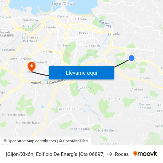 [Gijón/Xixón]  Edificio De Energía [Cta 06897] to Roces map