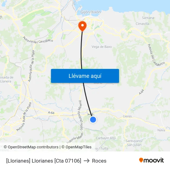 [Llorianes]  Llorianes [Cta 07106] to Roces map
