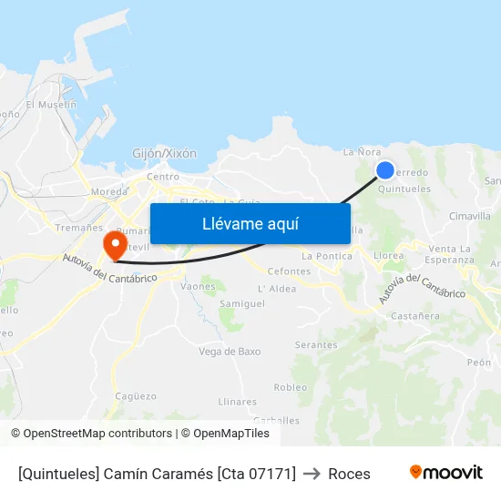 [Quintueles]  Camín Caramés [Cta 07171] to Roces map