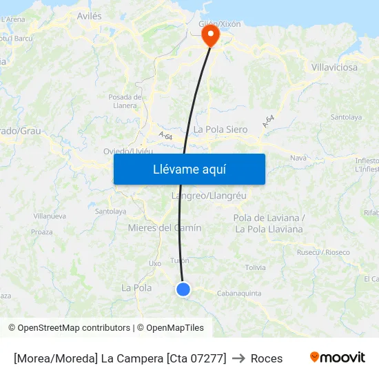 [Morea/Moreda]  La Campera [Cta 07277] to Roces map