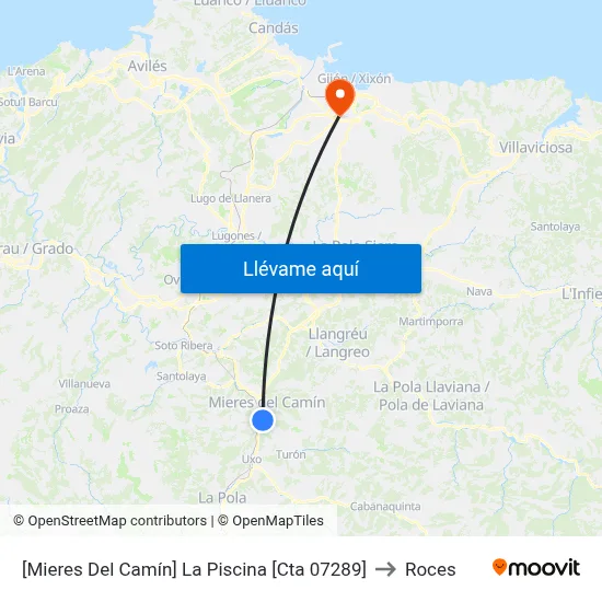 [Mieres Del Camín]  La Piscina [Cta 07289] to Roces map